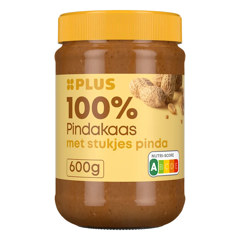 PLUS 100% pindakaas met stukjes pinda