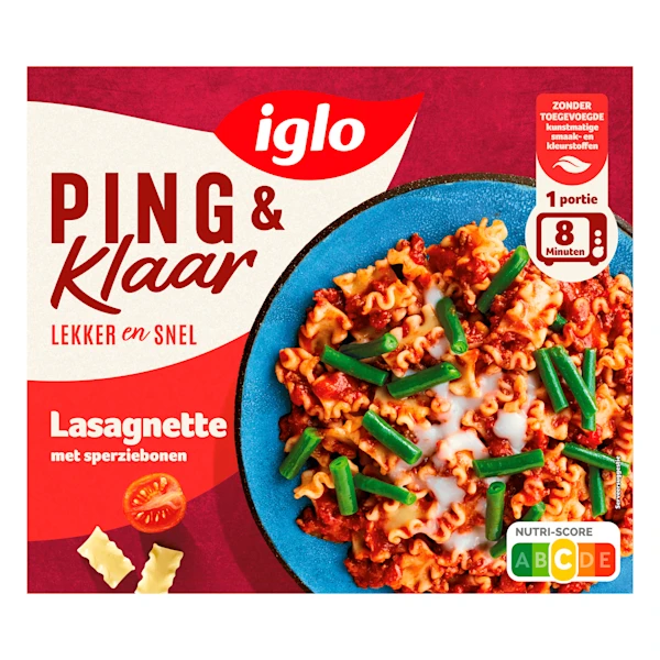 Iglo Ping & Klaar Lasagnette & sperziebonen