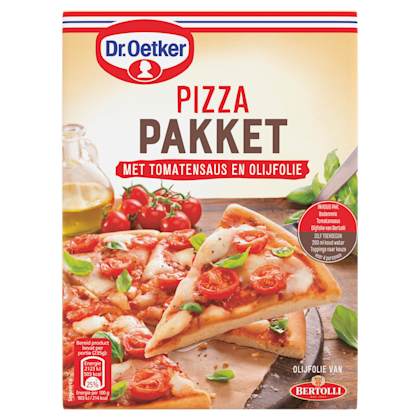 Pizza pakket tomatensaus en olijfolie