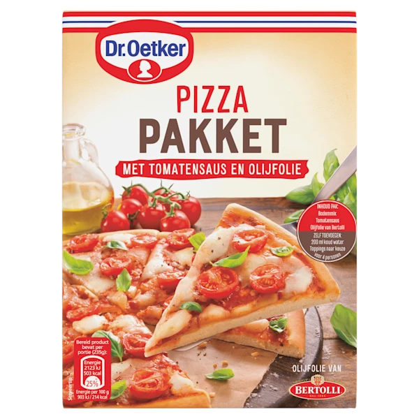 Dr. Oetker Pizza pakket tomatensaus en olijfolie