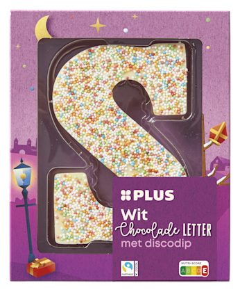 Schoenletter witte chocolade disco FT