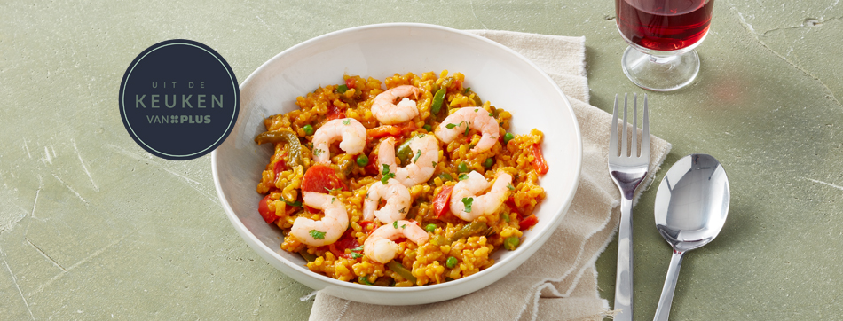 Receptbeeld van PLUS paella met garnalen