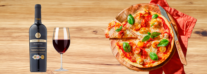 Een Italiaans pizza-recept met de Monte Tessa Primitivo IGP.