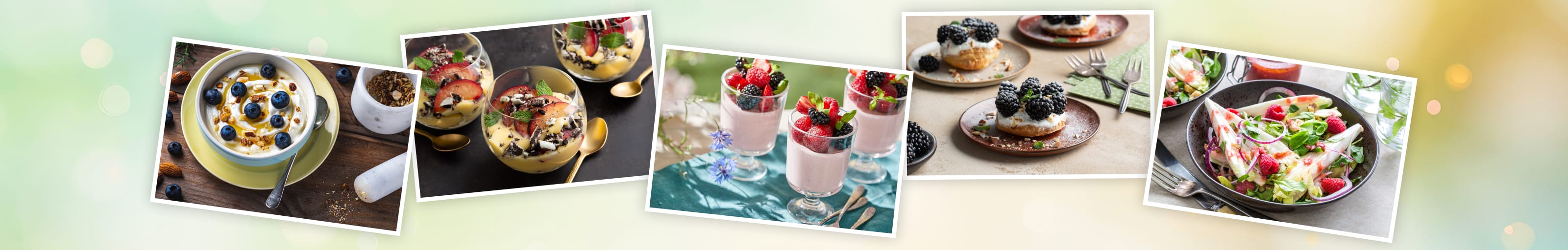 Zomerfruit recepten zoals yoghurt met blauwe bessen en honing.