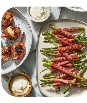 Gegrilde aspergetips met serranoham