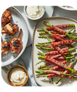 Gegrilde aspergetips met serranoham
