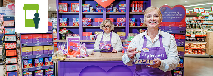 Milka-sampling in PLUS supermarkt.