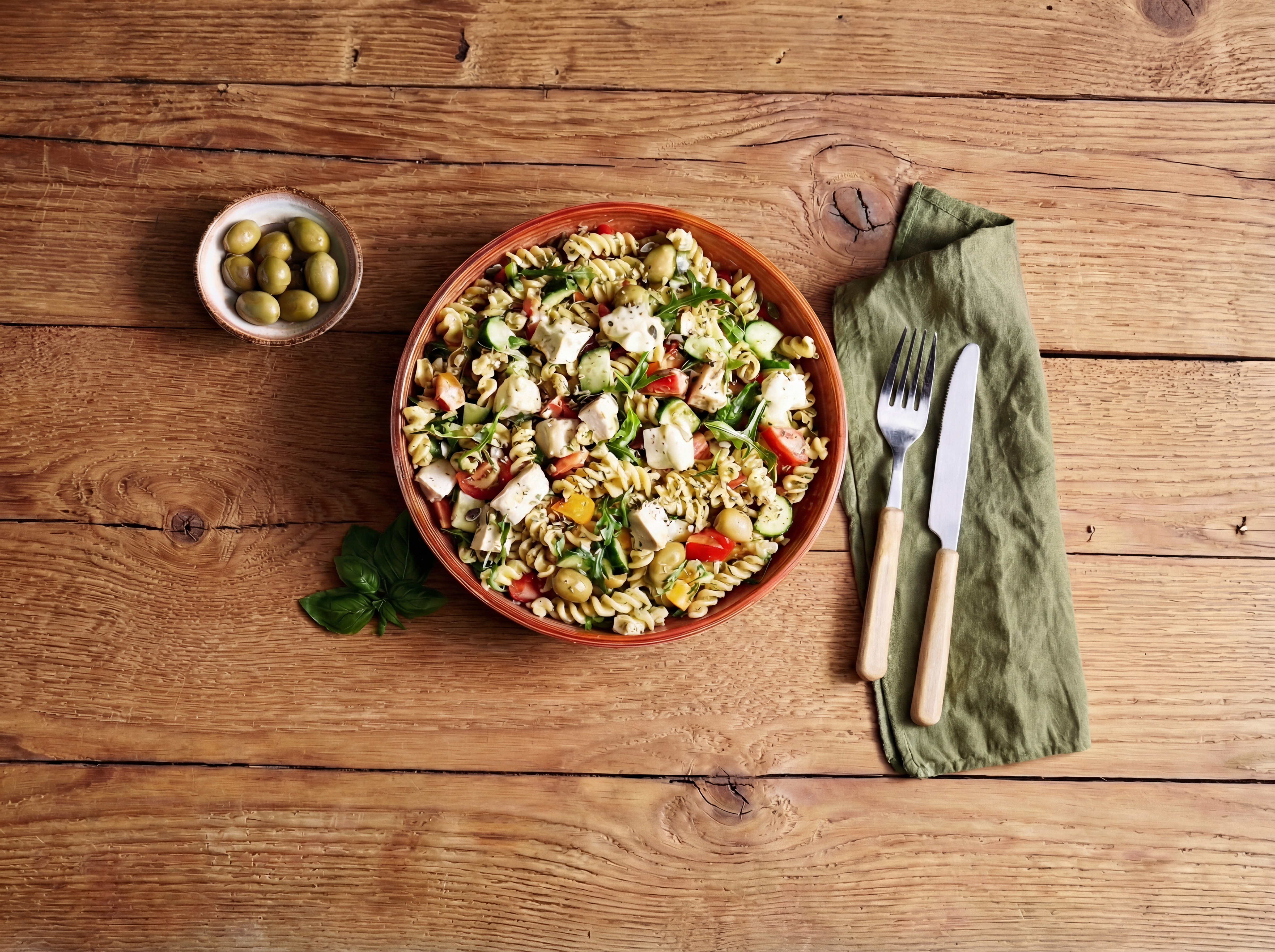 Pastasalade met kip en feta