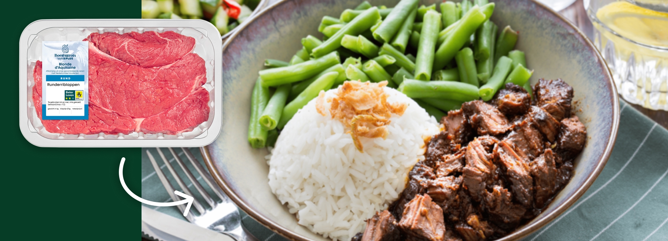 Riblap met bijpassend gerecht.