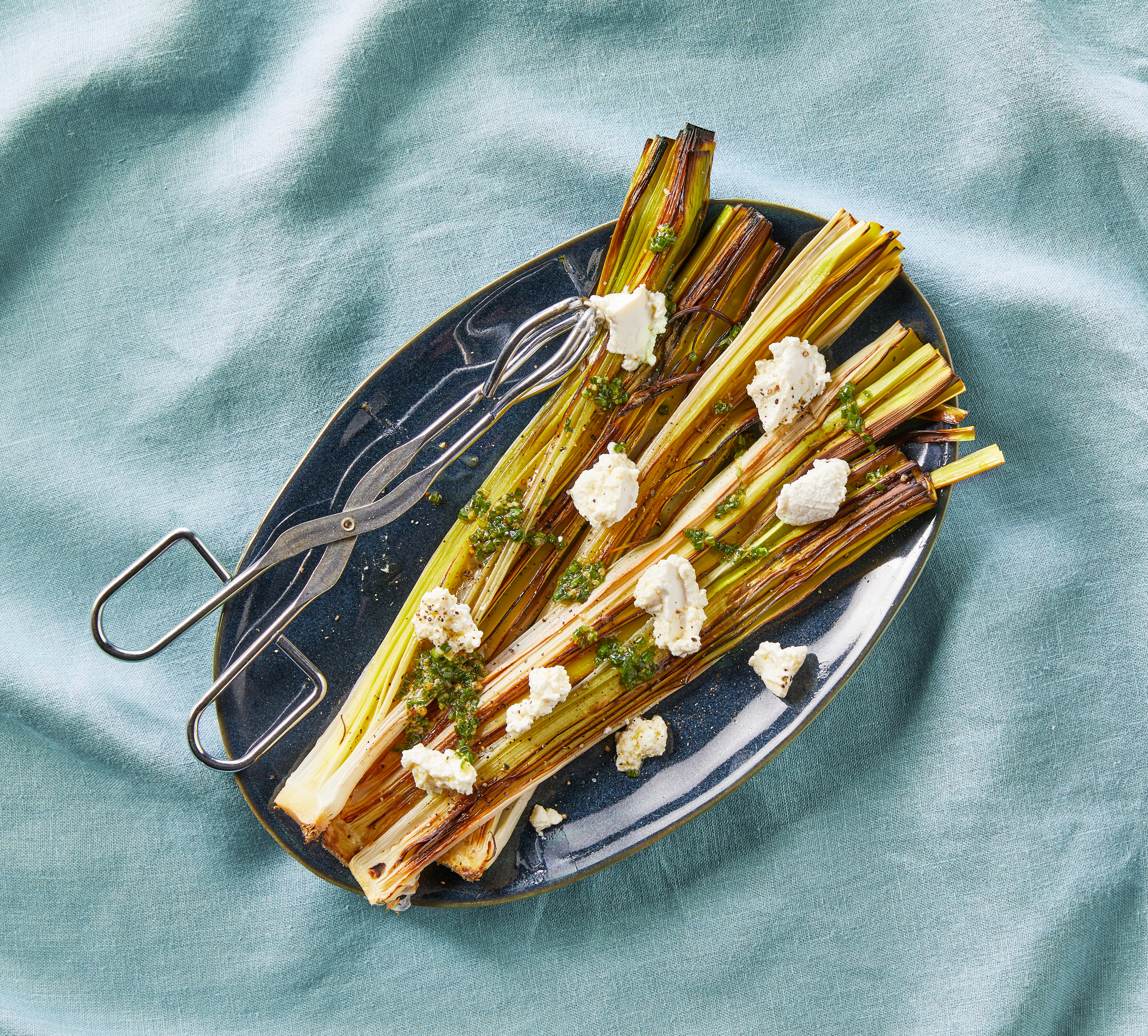 Geroosterde prei met lentedressing