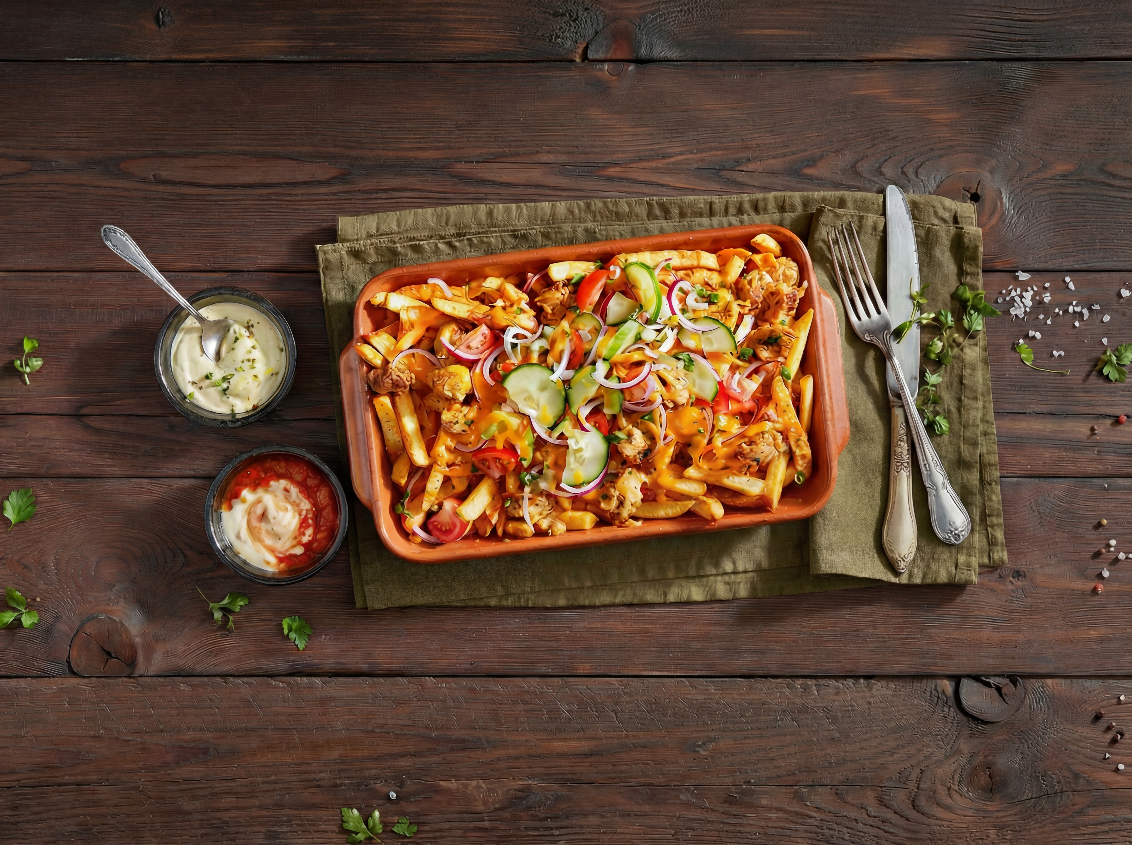 Ovenschotel kapsalon met friet en shoarma