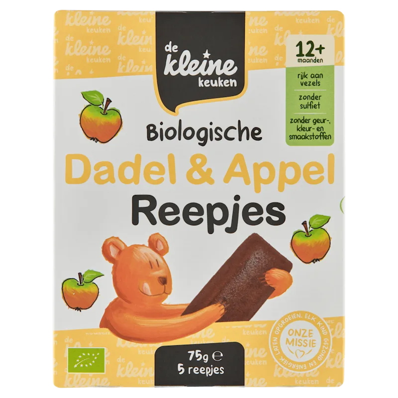 De Kleine Keuken Bio dadel & appel reepjes 12+