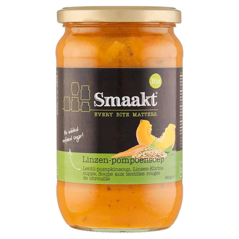 Smaakt Linzen pompoensoep biologisch