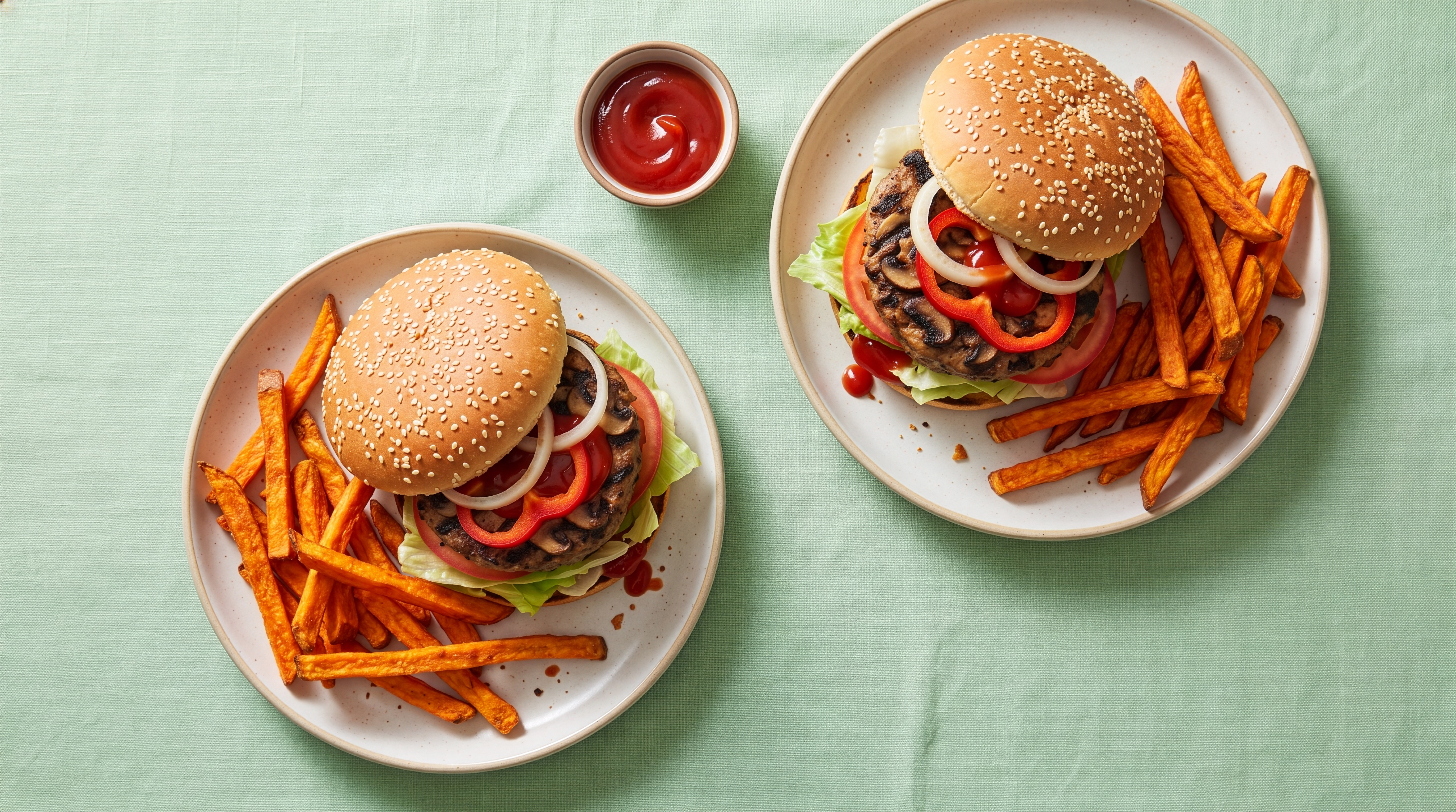Champignon burger met ijsbergsla  