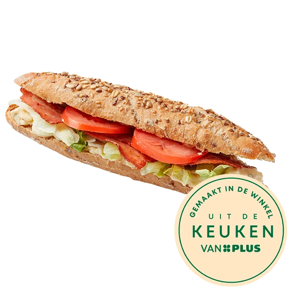 Uit de keuken van PLUS Meergranen baguette kaas bacon