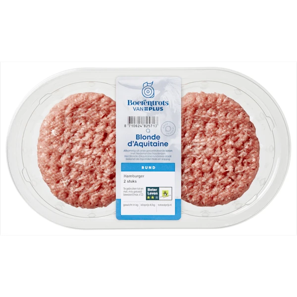 PLUS Boerentrots Blonde d'Aquitaine Hamburger 2 stuks
