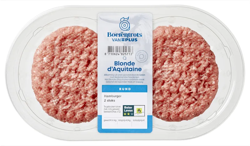 PLUS Boerentrots Blonde d'Aquitaine Hamburger 2 stuks