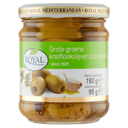 Groene knoflookolijven zonder pit