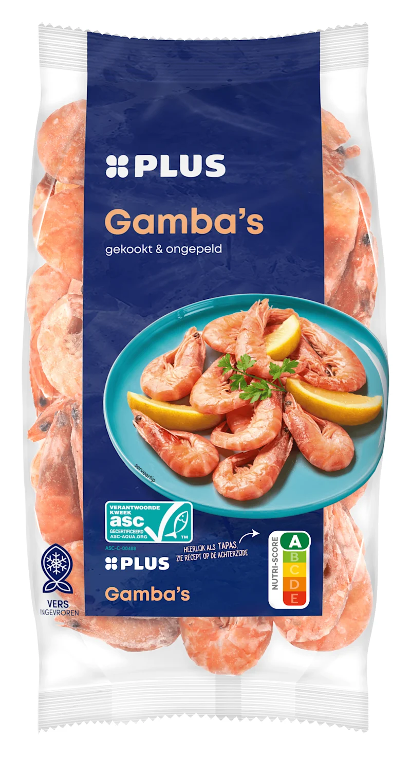 PLUS Gamba's gekookt en ongepeld