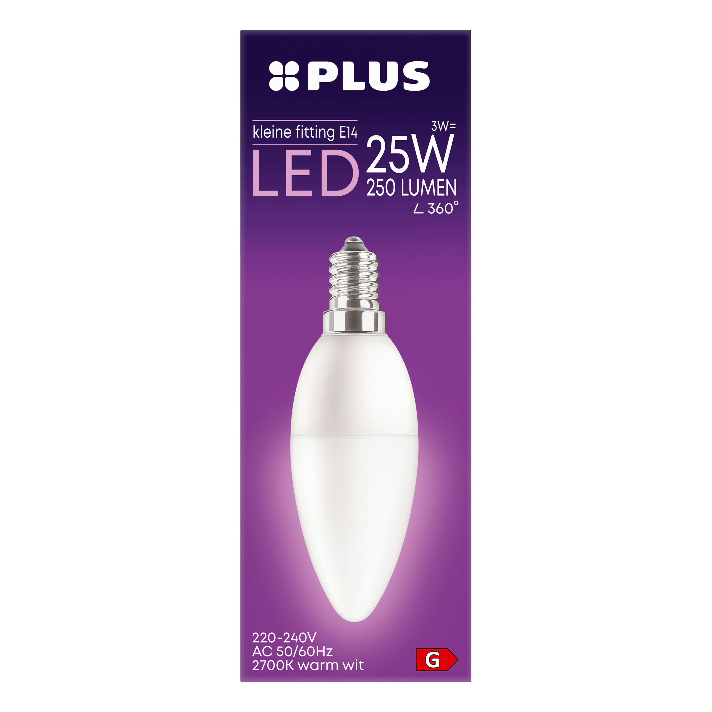 PLUS Lamp LED 25W Kaars kleine fitting mat Per Doos 1 st