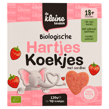 BIO Hartjes koekjes aardbei +18M