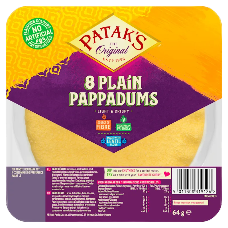 Patak's Pappadums ready to eat