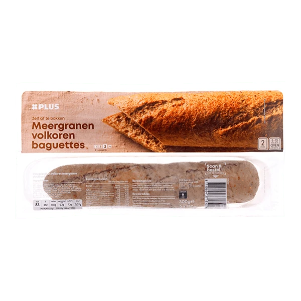 PLUS Baguettes volkoren meergranen 2 st