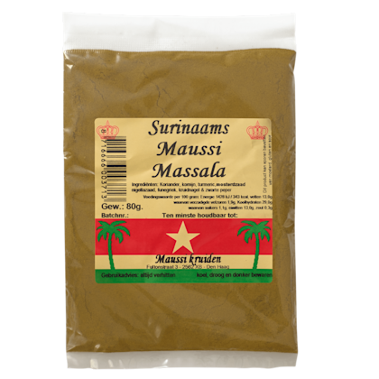 Maussi masala-kerrie voor roti kip