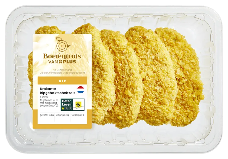 PLUS Boerentrots Krokante kipgehaktschnitzels 5st.