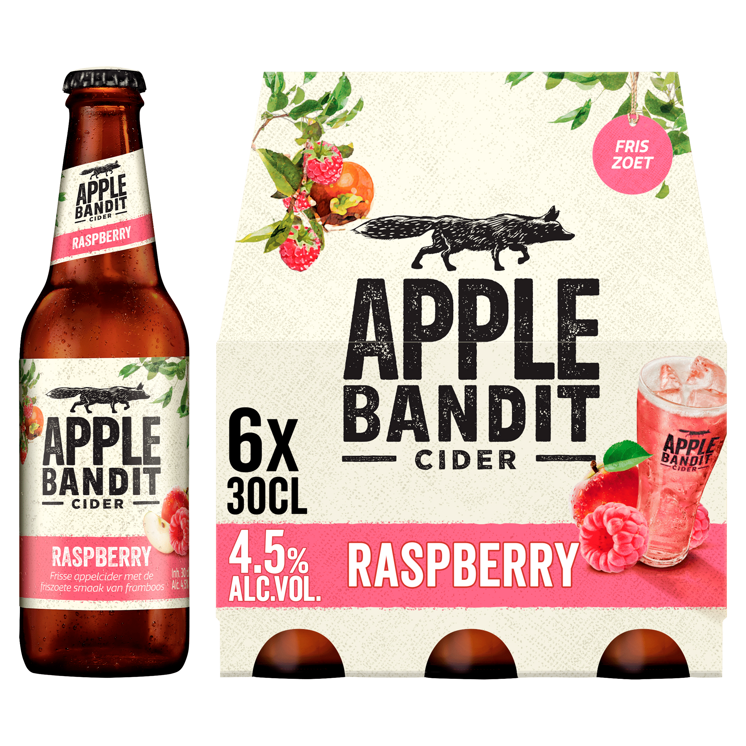Unfiltered Raspberry Cider Apple Bandit Cider raspberry fles Per Set 1800 ml