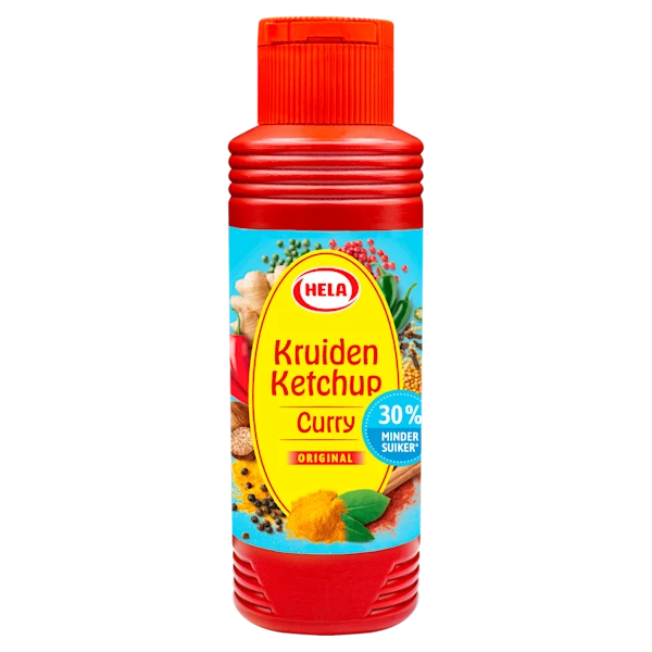 Hela Kruiden ketchup curry minder suiker