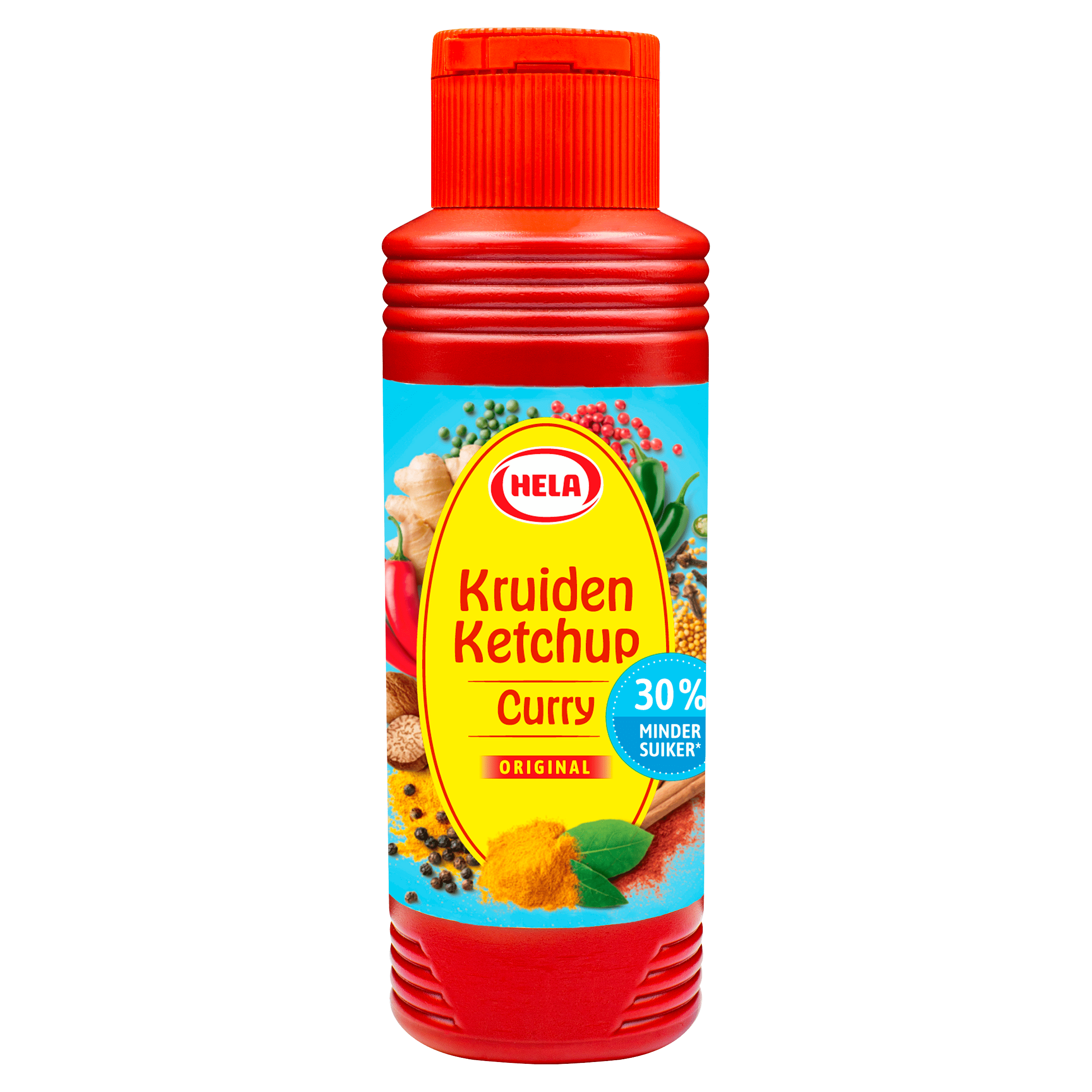 Hela Kruiden ketchup curry minder suiker Per Fles 300 ml