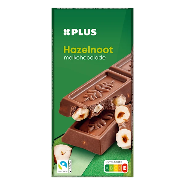 PLUS Chocoladereep melk hazelnoot Fairtrade