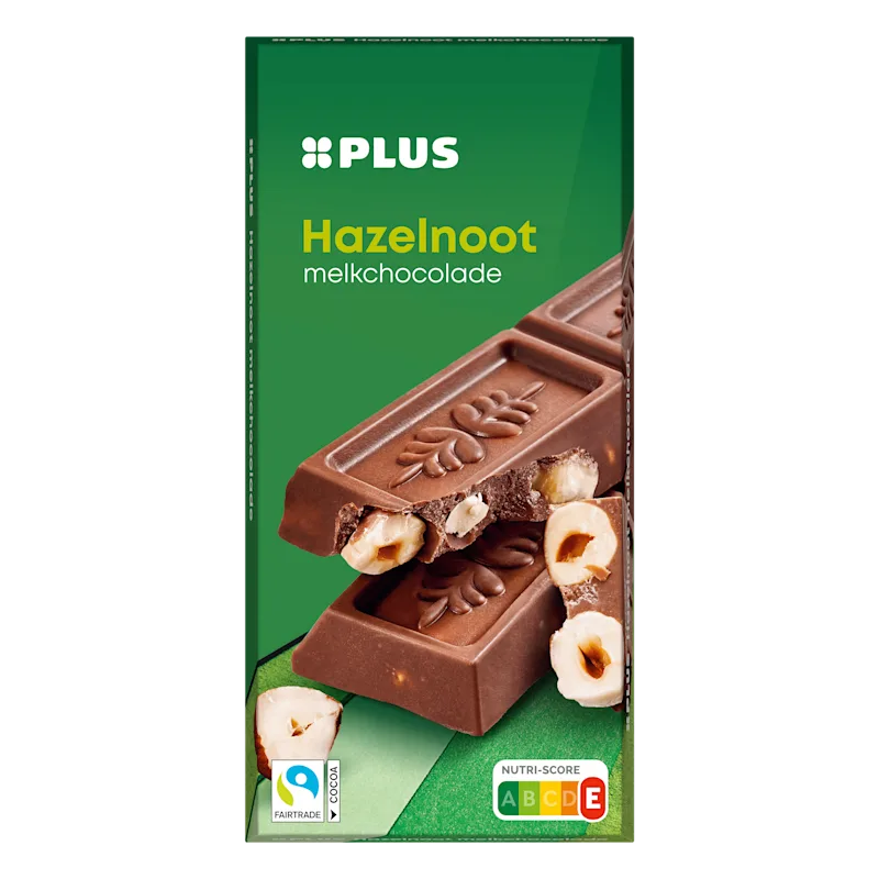 PLUS Chocoladereep melk hazelnoot Fairtrade