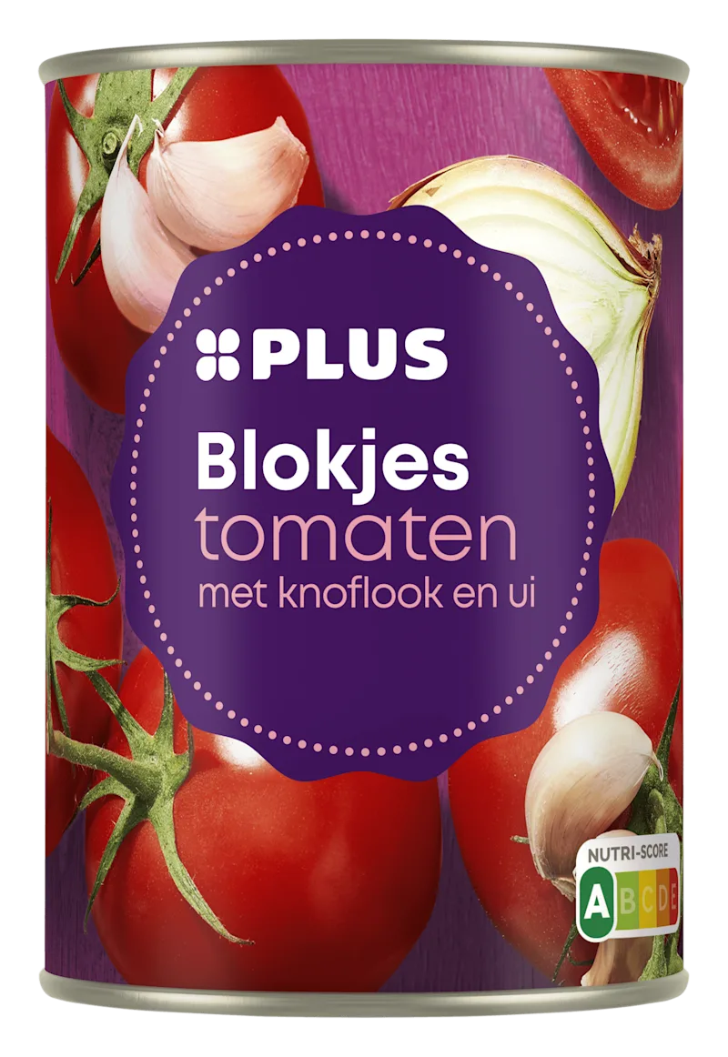 PLUS Tomatenblokjes met knoflook en ui
