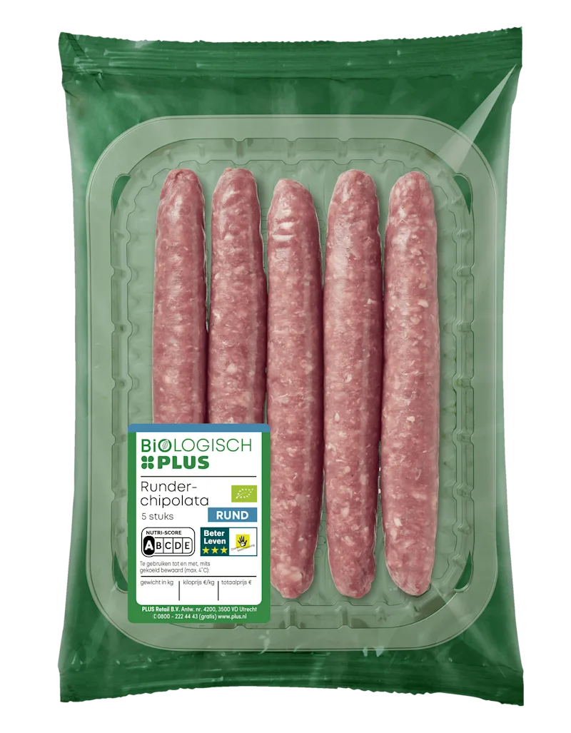 Biologisch PLUS Runderchipolata 5 stuks