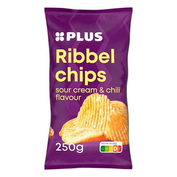 PLUS Ribbelchips sour cream chili