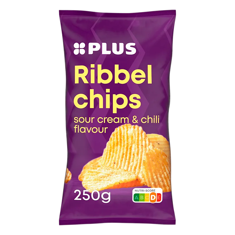 PLUS Ribbelchips sour cream chili