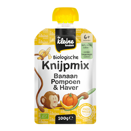 De Kleine Keuken Bio knijpmix 6+ banaan pompoen