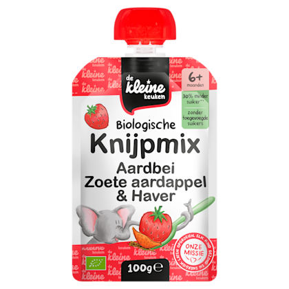 Bio knijpmix 6+ aardbei zoete aardappe