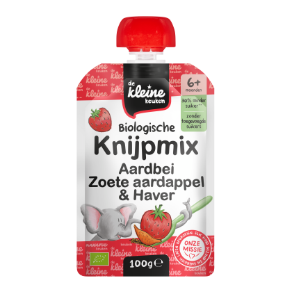 Bio knijpmix 6+ aardbei zoete aardappe