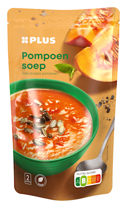 Soep in zak pompoensoep