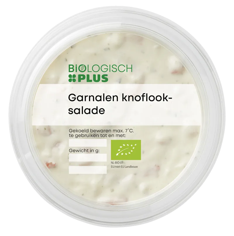 Biologisch PLUS Garnalen knoflooksalade