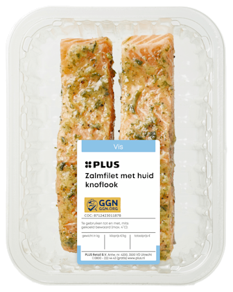 Zalmfilet met huid knoflookmarinade