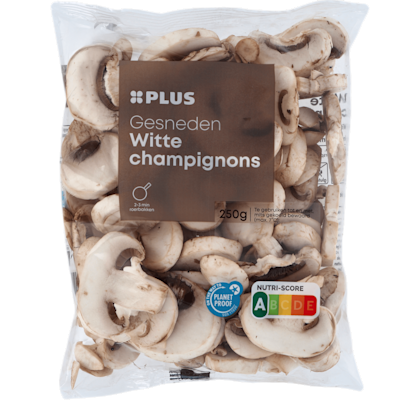 Witte champignons gesneden