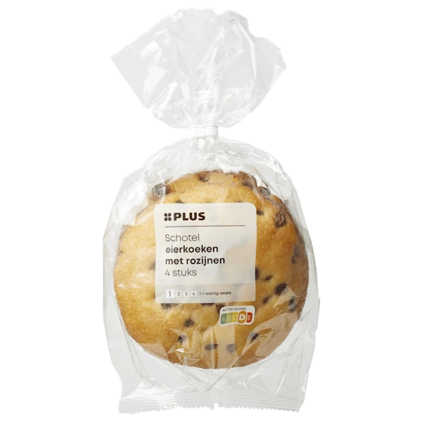 PLUS Schotel eierkoeken met rozijnen