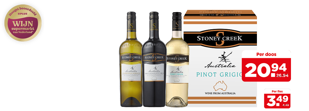 Stoney Creek Chardonnay Semillon, Pinot Grigio en Shiraz Grenache & Petit Verdot