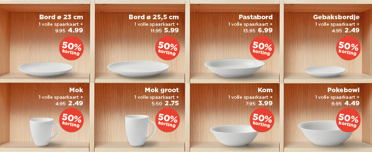 Producten waarvoor je kunt sparen met de spaaractie voor VTwonen servies.