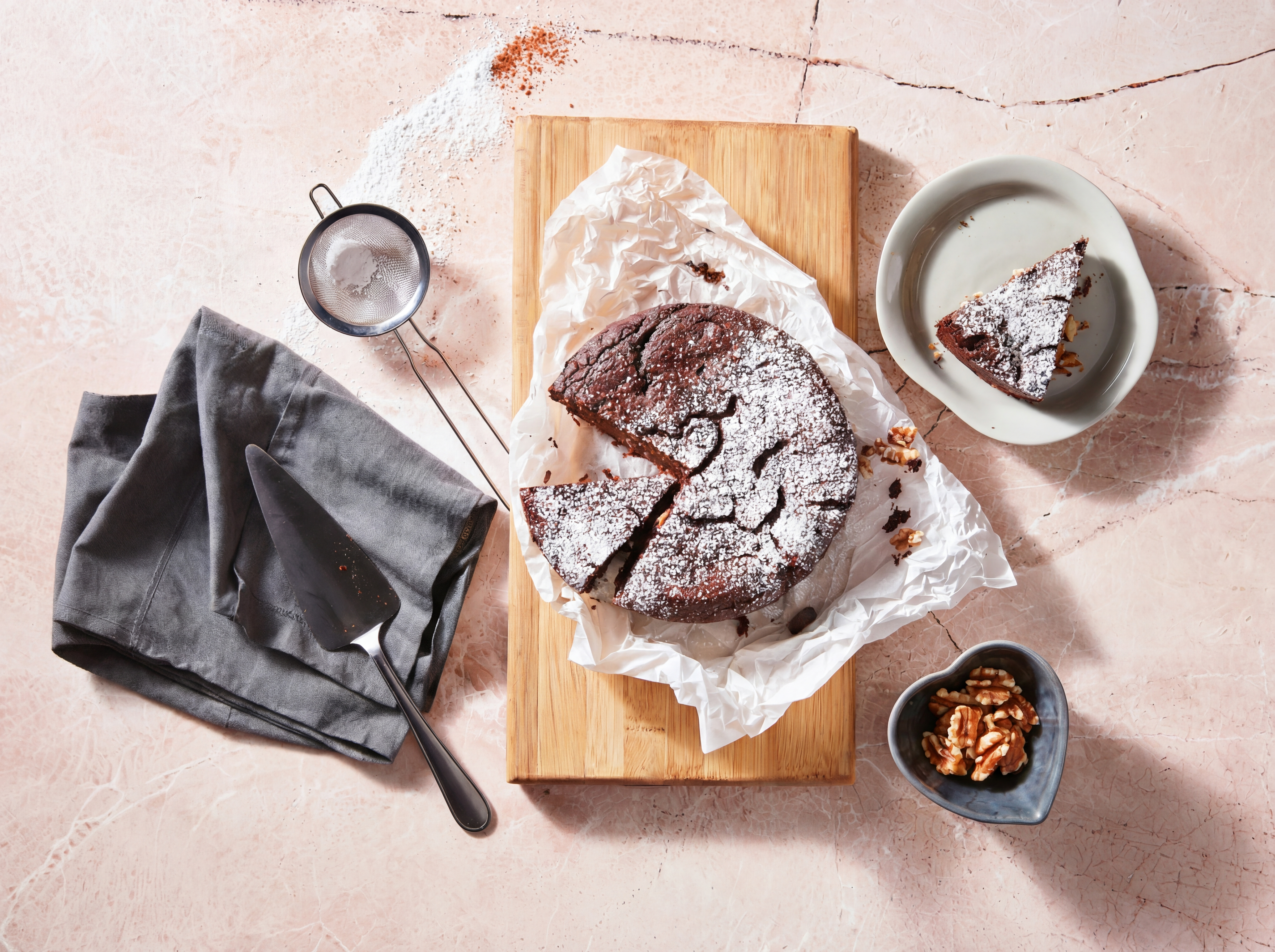 Glutenvrije chocolade-notentaart