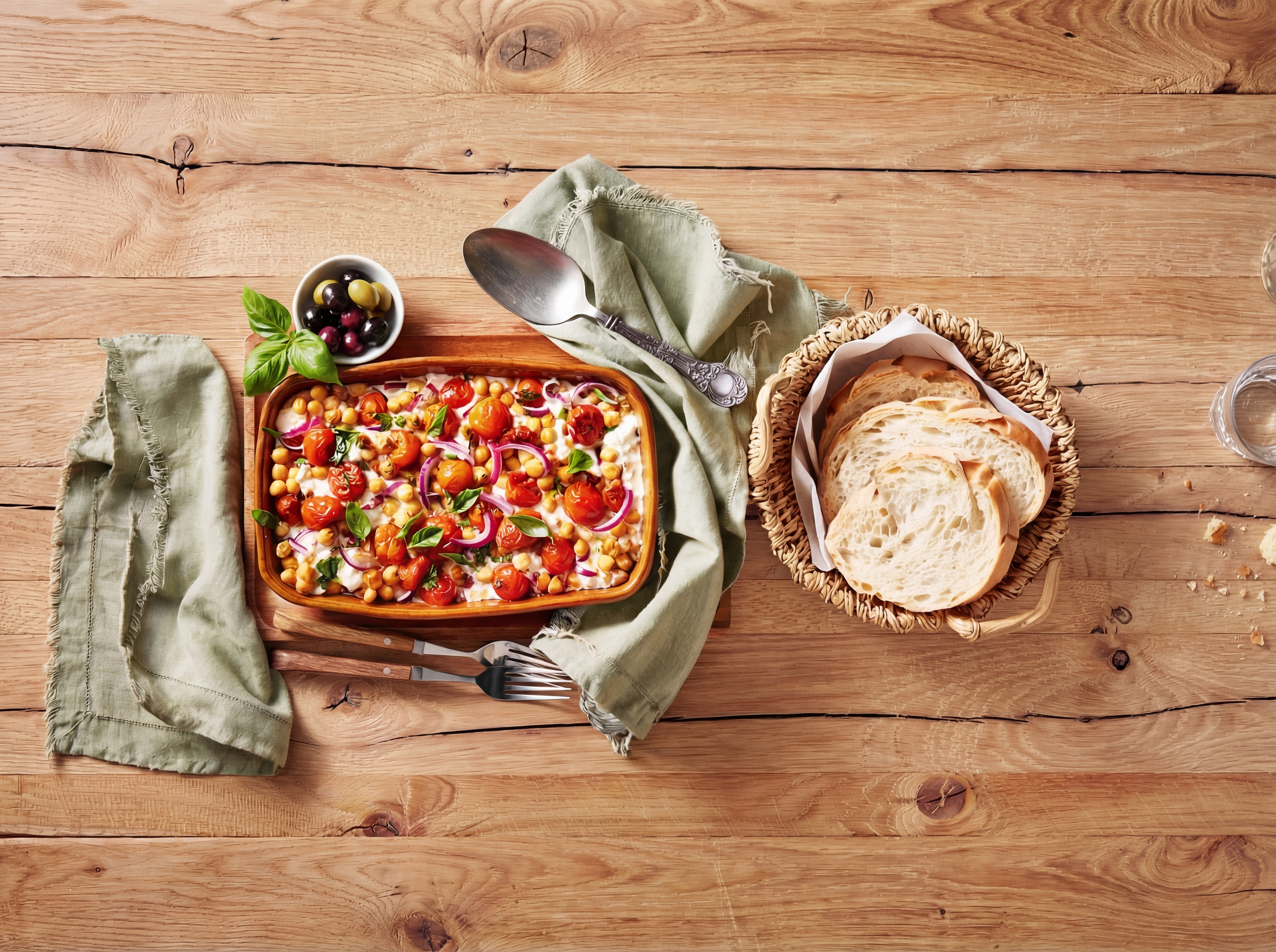 Geroosterde feta en kikkererwten uit de oven